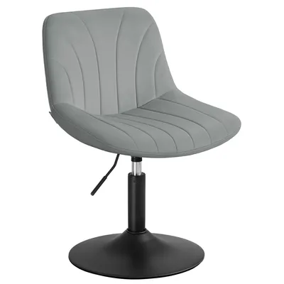 Produktbild von VASAGLE Schminkstuhl, Stizhocker, 65,5-77,5 cm höhenverstellbar, Barhocker, drehbar, Samt-Bezug, grau