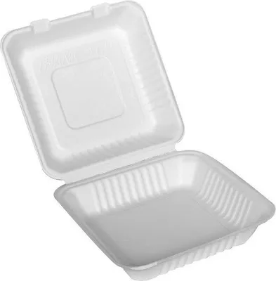 Produktbild von Menübox aus Zuckerrohr, ungeteilt, 1500 ml, 23 x 23 x 8 cm, 50 Stück.