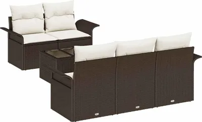 Obrázek produktu pro vidaXL Sada pohovek, 6 kusů, hnědá, polyratan