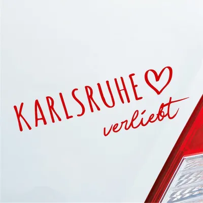 Produktbild von Auto Aufkleber Karlsruhe verliebt Herz Stadt Heimat Liebe Car 19x6 cm Rot Sticker Heckscheibenaufkleber
