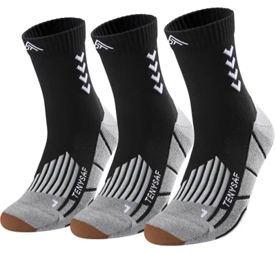 Produktbild von Lounwee Crew Kompression Laufsocken Herren: 15–20 mmHg Kompressionsstrümpfe – Größe 39-42, E-Black Black Black
