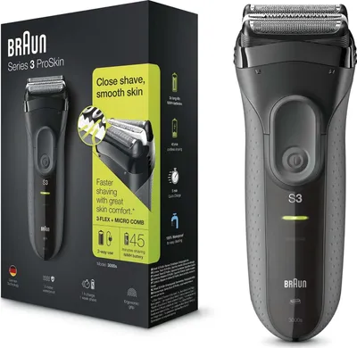 Immagine prodotto di Braun Series 3 3000S rasoio da uomo, funzionamento a rete/batteria, lavabile