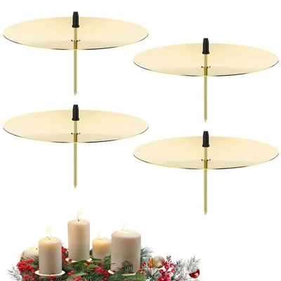 Immagine prodotto di Candele decorative per l'Avvento, set di 4 pezzi, 6 cm, metallo dorato, con spine per decorazioni da tavola