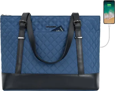 Image de Sac de transport pour ordinateur portable 39,6 cm Port USB grand sac de travail femme Sac à main bureau