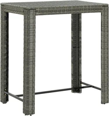 Produktbild von Hoher Bartisch und Gartentisch für den Außenbereich, grau, 100 x 60,5 x 110,5 cm, aus Polyrattan