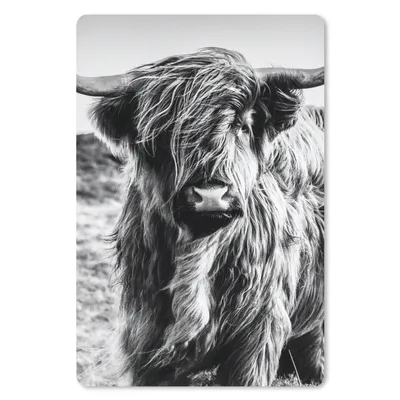 Produktbild von MuchoWow® Mauspad Mousepad Schottischer Highlander - Natur - Kuh - Schwarz - Weiß 18x27 cm - Mousepads - Maus Mat - Pad - Mausunterlage
