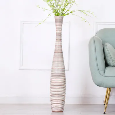 Produktbild von Leewadee Bodenvase 85 cm - Hohe Polyresin Deko für Pampasgras