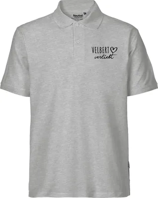 Produktbild von Huuraa Herren Polo Shirt Velbert verliebt XL Sport Grey Bio Baumwolle Fairtrade Poloshirt Geschenkidee
