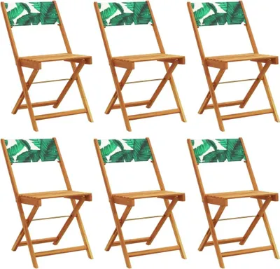 Image de vidaXL Chaises de jardin 6 pcs. Pliable Vert Tissu et bois massif