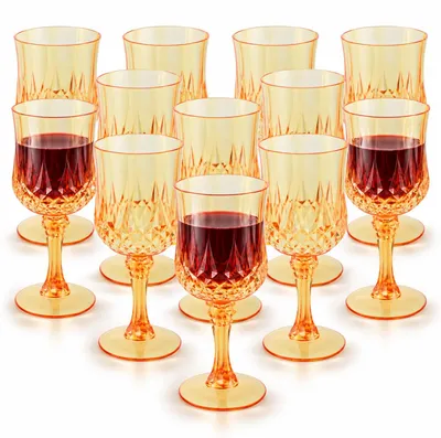 12 Kunststoff-Weingläser 220 ml goldgelb wiederverwendbar