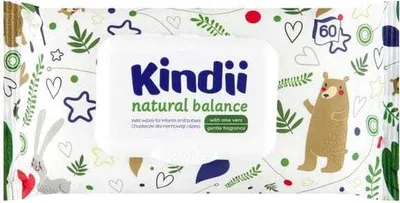 Zdjęcie produktu dla Chusteczki dla niemowląt Kindii Natural Balance 60 szt.