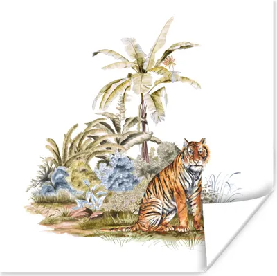 Produktbild von MuchoWow® Poster Tiger - Pflanzen - Baum 75x75 cm - Wand Dekoration