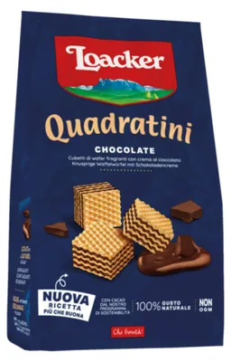 Produktbild von Loacker Quadratini Chocolate Waffelschnitten in Würfelform 125g