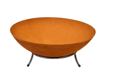 Produktbild von Köhko ohniště Braga Ø45xV20 cm z litiny v rezavém vzhledu se 3 nohami – ideální pro zahradu, terasu, grilování, kempování a dekoraci doma.