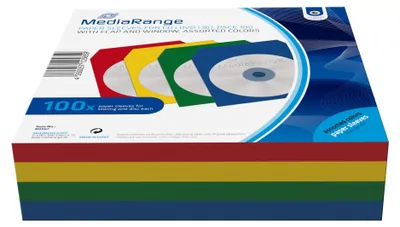 Produktbild von CD/DVD Papierhüllen Color-Pack (100 Stück, Bulk)