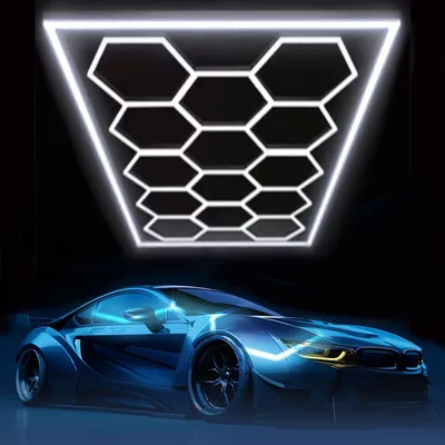 Produktbild von Deckenleuchte für die Garage - Garagenbeleuchtung - Werkstattlampe - Sechsecklampe - LED-Deckenleuchte