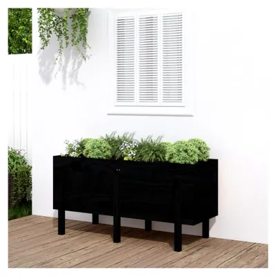 Produktbild von Hochbeet Schwarz 121x50x57cm aus massivem Kiefernholz