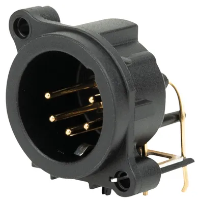 Produktbild von Neutrik XLR 5-pin male chassis Vergoldet - horizontale Leiterplattenmontage - IP40 - black