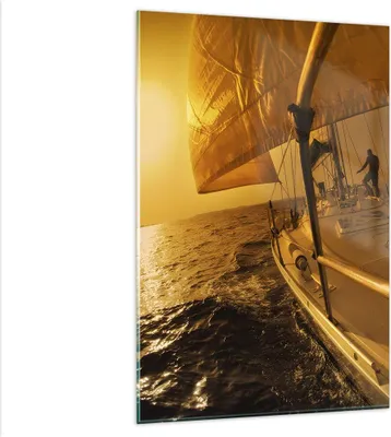 Produktbild von Bilder auf glas - Einteilig - Ozean Segelboot Yacht - 80x120cm - Glasbilder - Wandbilder - Bilder - zum Aufhängen bereit - Wanddekoration aus Glas - Glas Bilder - Wandbild auf Glas - GPA80x120-0322