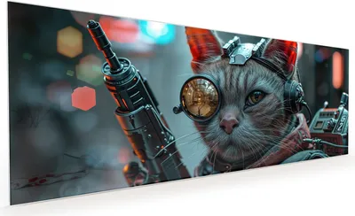 Produktbild von Küchenrückwand Spritzschutz Glas mit Motiv Cyberkatze 40 x 40 cm
