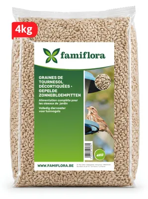 Produktbild von Famiflora Sonnenblumenkerne geschält - Gartenvögel - 4 kg - 100% geschälte Sonnenblumenkerne - Keine Schalenreste im Garten - Großpackung mit 4 kg