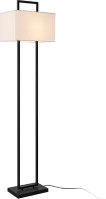 Image de Lampadaire 'Sigdal' E27 1-flamme métal textile noir / blanc