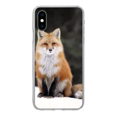 Produktbild von MuchoWow® Handyhülle Schutzhülle Hülle für iPhone X Fuchs - Schnee - Rot Silikon Softcase Handy Hülle - Handyhülle