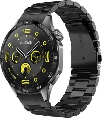 Image de Pour Huawei Watch GT 5 46mm Trois perles en acier inoxydable de remplacement Smart Arm Band noir