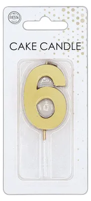 Produktbild von Zahlenkerze Kuchenkerze 4,5cm gold 6