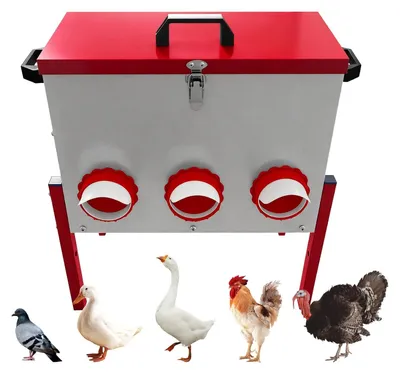 Produktbild von Futterautomat für 15 kg - Futterbehälter für Hühner - Edelstahl - Regenfest - Auslaufsicher