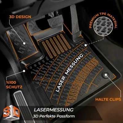 Produktbild von Trimak Autofußmatten kompatibel mit VW Golf IV 1997 - 2004 Auto Allwetter Gummimatten