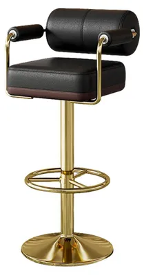 Produktbild von Barhocker Set Höhenverstellbar mit Lehne & Armlehne, 360° Drehbar, Gepolstert, Schwarz