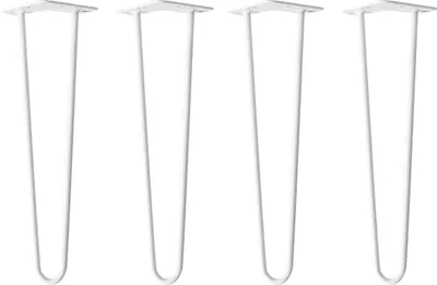 Produktbild von Natural Goods Berlin HAIRPIN Legs, Haarnadelbeine, Möbelfüße, Tischbeine, Weiß, 45 cm, 2 Streben, 4 Stück
