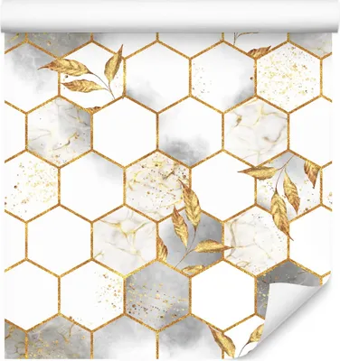 Zdjęcie produktu dla Tapeta Imitacja Płytek MARMUR Geometryczny Wzór z modnym efektem 3D do salonu