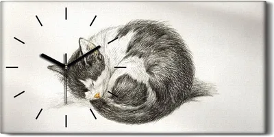 Produktbild von Leinwand Wanduhr Wandkunst Uhr Geräuschlos 60x30 Zeichnung Tier Katze Kunst - schwarze Hände