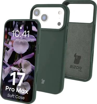 Produktbild von Silikon Handyhülle für iPhone 17 Pro Max, Bizon Soft Case, Dunkelgrün