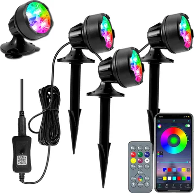 Produktbild von 3er RGB IP68 Unterwasser Strahler Amphibische Teichbeleuchtung APP Steuerung Farbwechsel Aquarium Pool Teich Garten Lampe