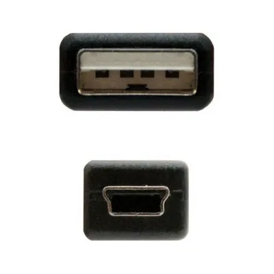 Produktbild von USB zu Mini USB-Kabel NANOCABLE 10.01.0401 Schwarz (1 m)