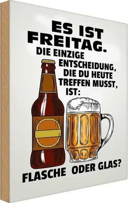 Produktbild von vianmo Holzschild 18x12 cm es ist Freitag Bier Flasche Glas Spruch Zitat