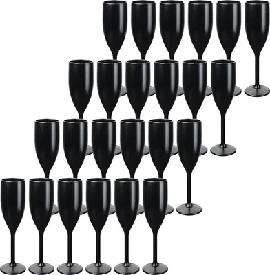 Produktbild von Schramm® Mehrweg Sektgläser in schwarz wählbar 6, 12, 24 oder 48 Stück 150 ml Champagner Glas Sektflöten Sektkelch Stielglas Champagner Gläser Fassungsvermögen, Größe:24 Stück