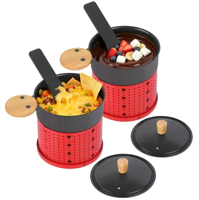 2 rote Raclette-Pfännchen mit Antihaftbeschichtung für Kerzen