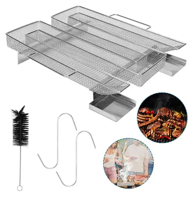 Produktbild von Peviasot Kaltrauchgenerator Edelstahl 22,5 x 22,5 x 5 cm, Kaltraucherzeuger für Räuchern und Grill, inklusive 2 Haken und Bürste