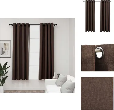 Produktbild von vidaXL Verdunkelungsvorhänge Ösen Leinenoptik 2 Stk. Taupe 140x175cm -  Vorhänge & Gardinen
