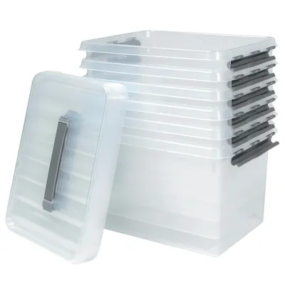 Produktbild von 6x Aufbewahrungsbox mit Deckel, transparent, LxBxH 400 x 300 x 260 mm, 22 Liter Box