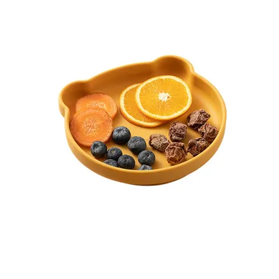 Produktbild von Heikoeco® Silikon Haustiernapf, Niedliches Bären-Design, Rutschfester Saugnapf, Umweltfreundlich, Leicht zu Reinigen(Rosa)，17.5*16.5*2cm