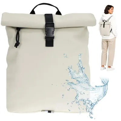 Produktbild von Damen Rucksack Handtasche klein Elephant Lykka Tasche A4 Freizeitrucksack Frauen iPad Fach - Beige - Black (hellbeige) 3