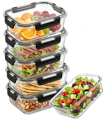 Immagine prodotto di Omgoods - Set di 5 contenitori in vetro da 1000 ml con coperchio