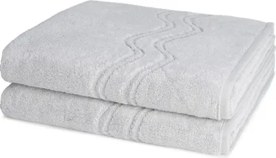 Produktbild von Ross Cashmere feeling 2 X Duschtuch im Set Walkfrottee aus Baumwolle 520 g/m², Weich saugstark mit Aufhänger Kordel, Wellenmuster und gewebte Bordüre elegant