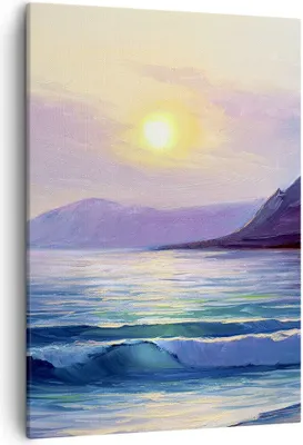 Produktbild von Bild auf Leinwand - Leinwandbild - Einteilig - Berge Meer Welle - 50x70cm - Wand Bild - Wanddeko - Wandbilder - Leinwanddruck - Kunstdruck - Wanddekoration - Leinwand bilder - Wandbild - PA50x70-3952