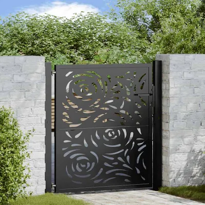 Produktbild von "2026 Promotion" Gartentor Schwarz 100x100 cm Stahl Flammendesign - Gartentore CC25261